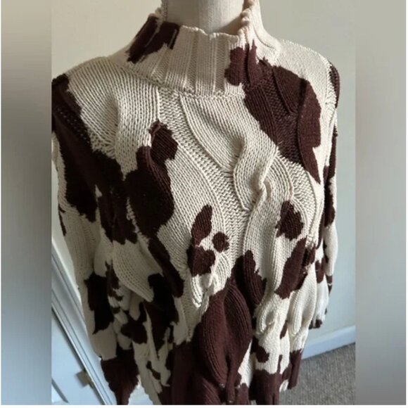 Anthropologie Callahan browny cow print pullover sweater size S - Picture 3 of 9
